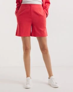 Coral Linen Bermuda Shorts| Coral 11 Coral Linen Bermuda Shorts| Coral -Trendy Rae Sales y01zv962737w