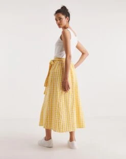 Joe Browns Gingham Midi Skirt| Yellow Multi-coloured -Trendy Rae Sales y01zy073751w