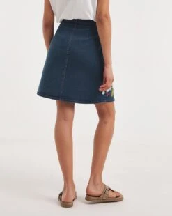 Joe Browns Desert Floral Embroidered Denim Skirt| Blue -Trendy Rae Sales y01zy233738w