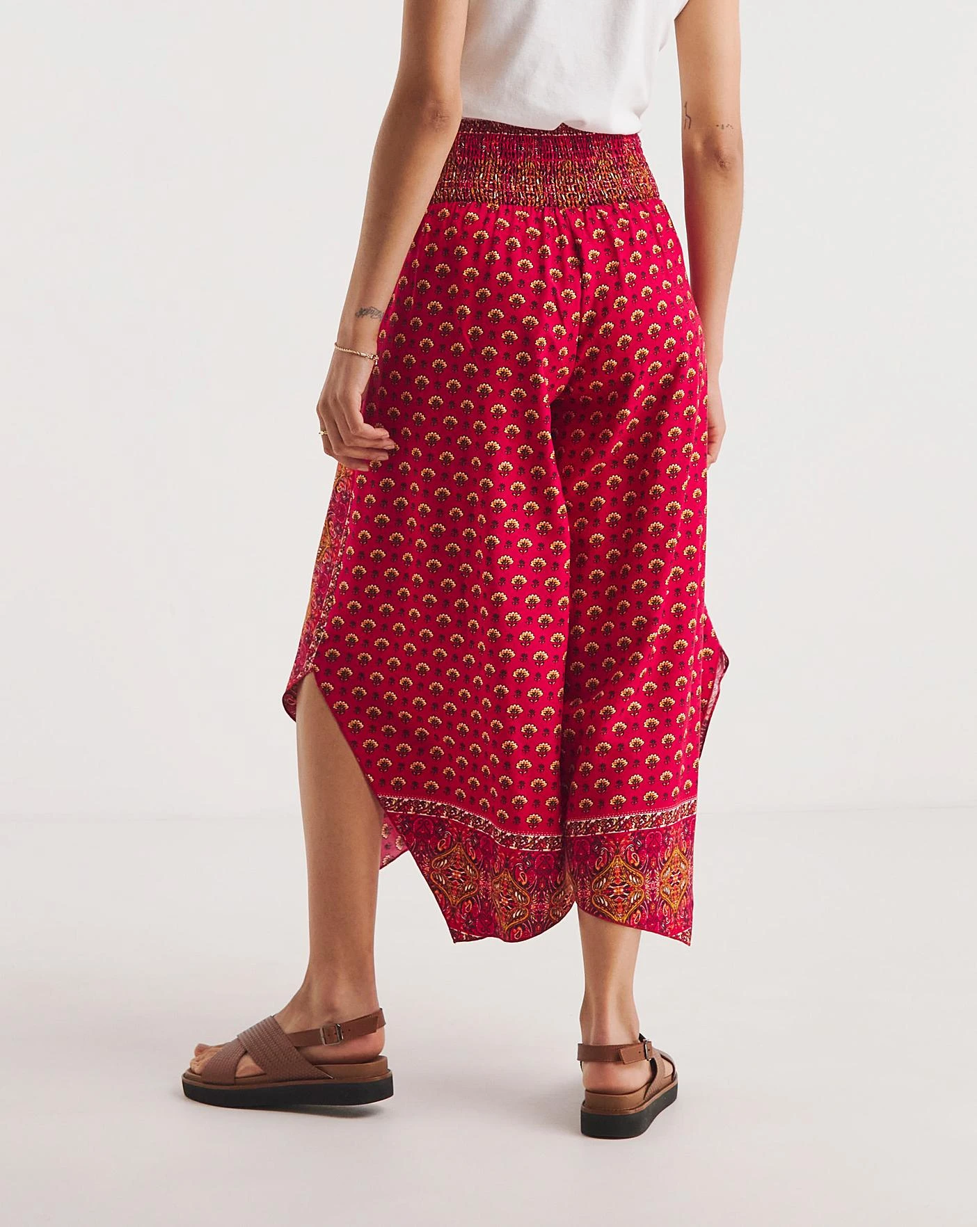 Joe Browns Beach Babe Aztec Shirred Waist Trousers| Red 5 Joe Browns Beach Babe Aztec Shirred Waist Trousers| Red - Image 3