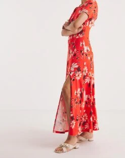 Joe Browns Jersey Elegant Sophistication Red Maxi Dress| Red Multicolour -Trendy Rae Sales y01zy271749w