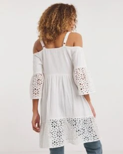 Joe Browns Cold Shoulder Broderie Tunic| White -Trendy Rae Sales y01zy358738w