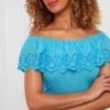 Joe Browns Broderie Frill Tee| Blue