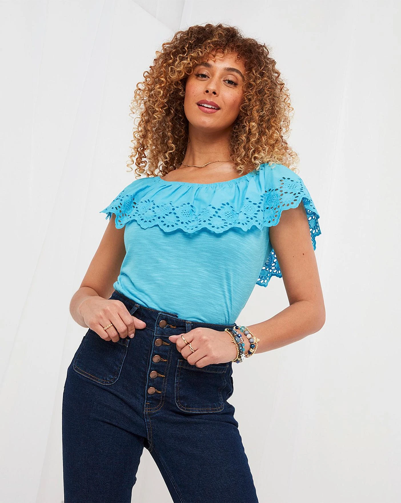 Joe Browns Broderie Frill Tee| Blue 5 Joe Browns Broderie Frill Tee| Blue - Image 3