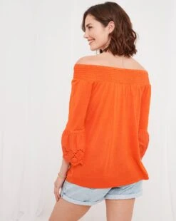 Joe Browns Bardot Broderie Top| Orange -Trendy Rae Sales y01zy474502s