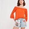 Joe Browns Bardot Broderie Top| Orange 2 Joe Browns Bardot Broderie Top| Orange -Trendy Rae Sales y01zy474503s