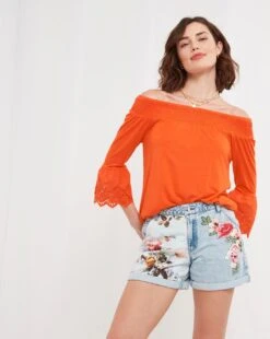 Joe Browns Bardot Broderie Top| Orange