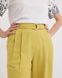 Julipa Linen Crop Trouser| Lime -Trendy Rae Sales y07eg470737w