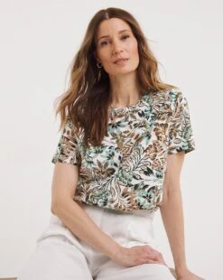 Julipa Button Shoulder Jersey Top| Floral Print