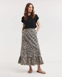 Julipa Linen Skirt| Black Print -Trendy Rae Sales y07eg546747w