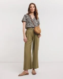 Julipa Linen Trouser| Khaki