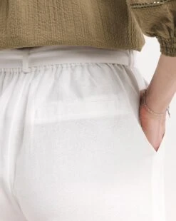Julipa Linen Crop Trouser| White -Trendy Rae Sales y07eg549731w