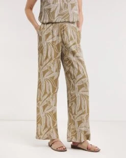 Julipa Printed Crinkle Trouser| Khaki Print -Trendy Rae Sales y07eg556735w