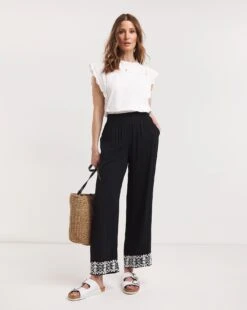 Julipa Embroidered Trouser| Black