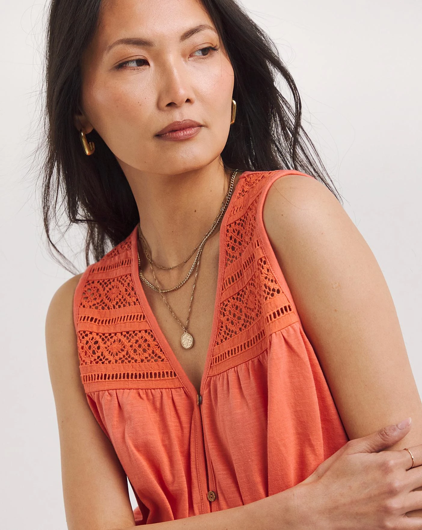 Julipa Lace Trim Vest| Coral 4 Julipa Lace Trim Vest| Coral - Image 2