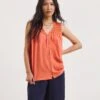Julipa Lace Trim Vest| Coral