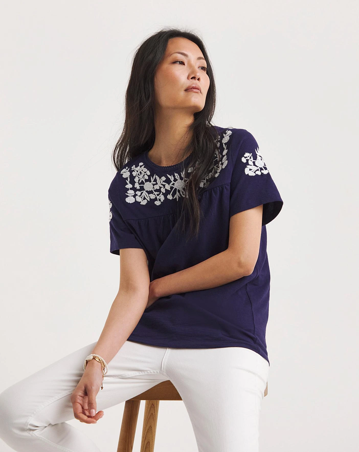Julipa Embroidered T-Shirt| Navy 3 Julipa Embroidered T-Shirt| Navy