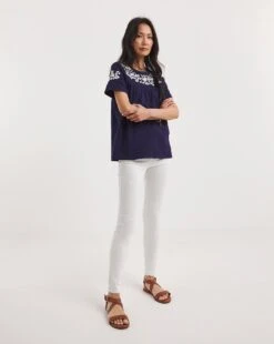 Julipa Embroidered T-Shirt| Navy 8 Julipa Embroidered T-Shirt| Navy -Trendy Rae Sales y07eg748726w
