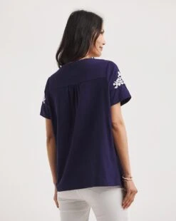 Julipa Embroidered T-Shirt| Navy 9 Julipa Embroidered T-Shirt| Navy -Trendy Rae Sales y07eg748728w