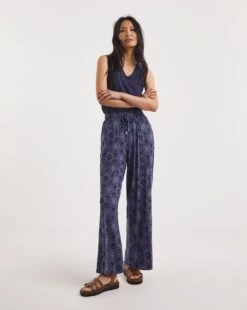 Julipa Jersey Trouser| Navy Print