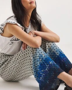 Julipa Printed Crinkle Trouser| Blue Print -Trendy Rae Sales y07eg811726w