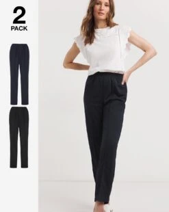 Slimma 2 Pack Pull On Trouser 27| Black/Navy