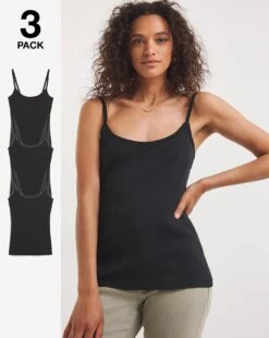 Black/black/black 3 Pack Camis| Black/Black/Black