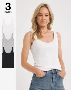 Black/white/grey 3 Pack Vests| Black/White/Grey