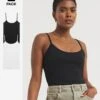 2 Pack Longline Sleeveless Jersey Cami| Black/White