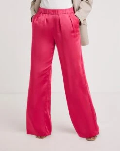 Pink Satin Trousers With Pull On Waist| Pink -Trendy Rae Sales z01gz676752w