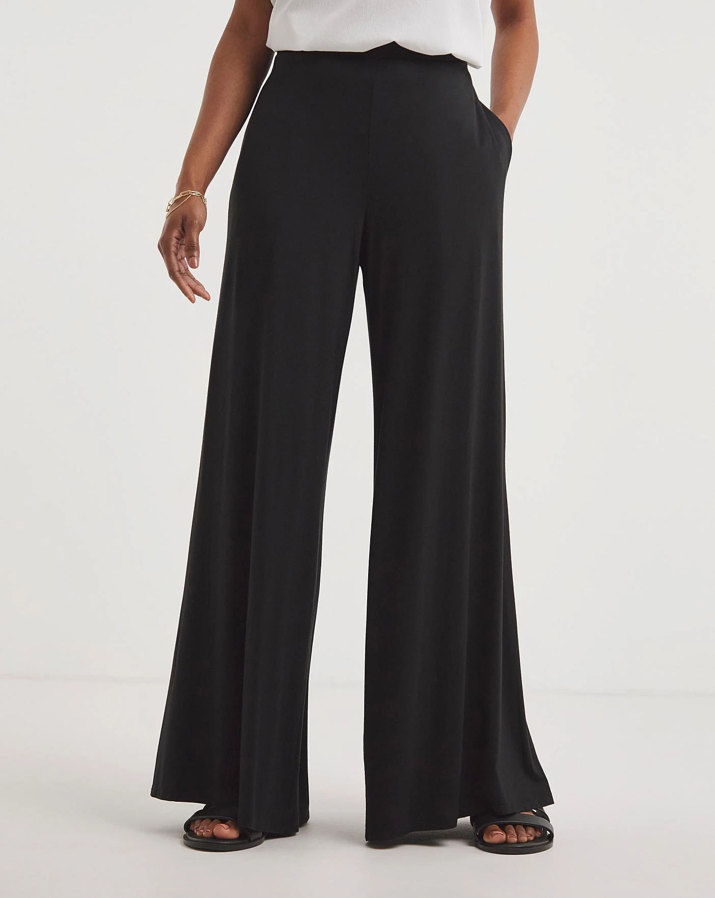 Black Jersey Palazzo Trousers| Black 4 Black Jersey Palazzo Trousers| Black - Image 2