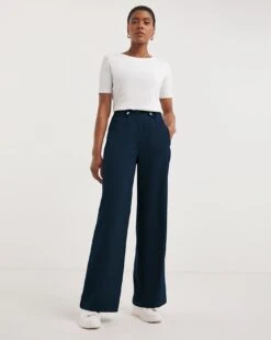 Navy Adjustable Waist Trousers| Navy -Trendy Rae Sales z01xl129709w