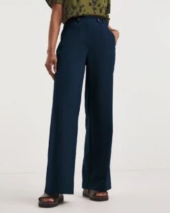 Navy Adjustable Waist Trousers| Navy -Trendy Rae Sales z01xl129711w
