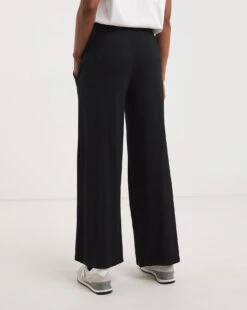 Black/Black 2 Pack Pull On Lightweight Jersey Wide Leg Trousers -Trendy Rae Sales z01zf596749w