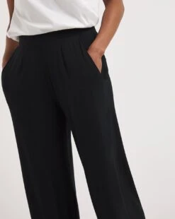 Black/Black 2 Pack Pull On Lightweight Jersey Wide Leg Trousers -Trendy Rae Sales z01zf596750w