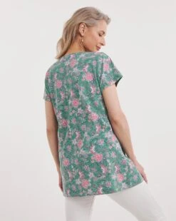 Julipa Round Neck Printed Tunic| Green Multicolour -Trendy Rae Sales z07eg922737w