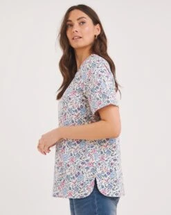 Julipa Button Shoulder T-Shirt| Floral