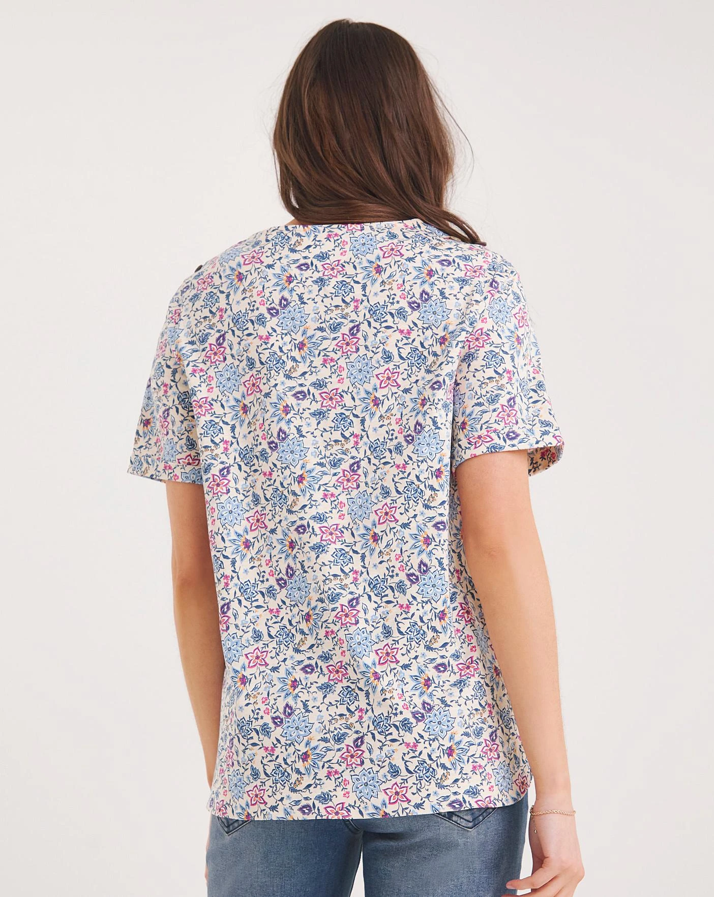 Julipa Button Shoulder T-Shirt| Floral 5 Julipa Button Shoulder T-Shirt| Floral - Image 3